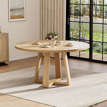 Round Dining Table for 4-6 People, 47 in Dining Room Table with Pedestal Base(Table Only)