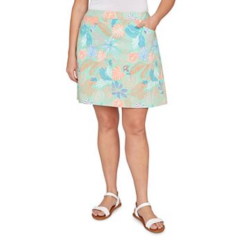 Hearts of Palm Plus Size All Sun And Games Printed Tech Stretch Pull On Skort