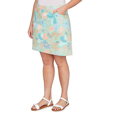 Hearts of Palm Plus Size All Sun And Games Printed Tech Stretch Pull On Skort