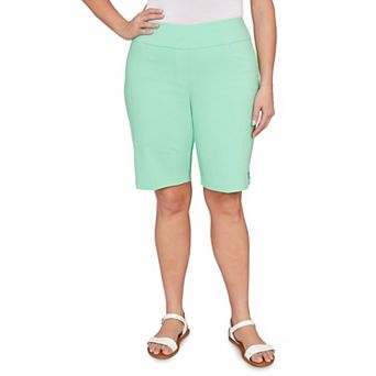 Hearts of Palm Plus Size All Sun And Games Solid Tech Stretch Bermuda Shorts