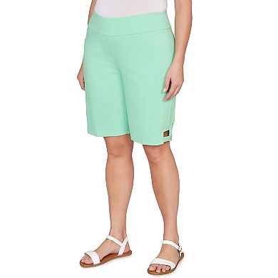 Hearts of Palm Plus Size All Sun And Games Solid Tech Stretch Bermuda Shorts