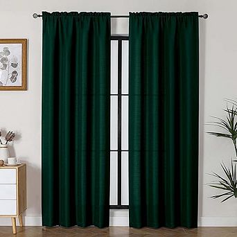 Faux Linen Curtains for Bedroom and Living Room, Light-Filtering Drapes