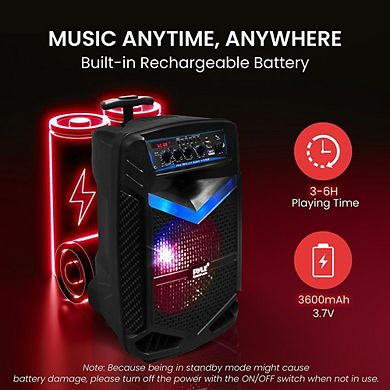 Pyle Rechargeable Outdoor Bluetooth Speaker Portable PA System 8 ...
