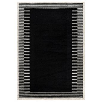Modern Abstract Bordered Area Rug for Living Room, Bedroom, or Entryway Low Pile Indoor Rug