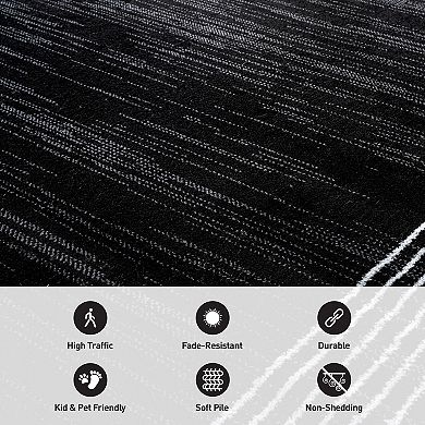 Modern Geometric Border Indoor Area Rug, Polypropylene with Jute Backing for Living Room Bedroom