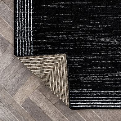 Modern Geometric Border Indoor Area Rug, Polypropylene with Jute Backing for Living Room Bedroom