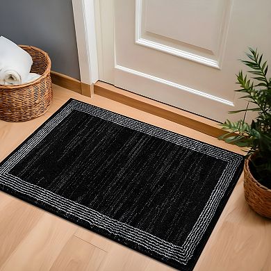 Modern Geometric Border Indoor Area Rug, Polypropylene with Jute Backing for Living Room Bedroom