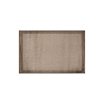 Modern Geometric Stripe Bordered Area Rug for Living Room, Bedroom, or Entryway Low Pile Rug
