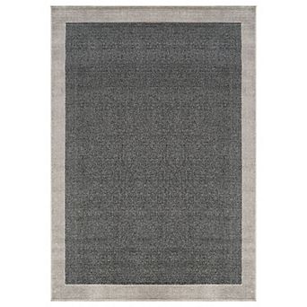 Modern Geometric Stripe Bordered Area Rug for Living Room, Bedroom, or Entryway Low Pile Rug