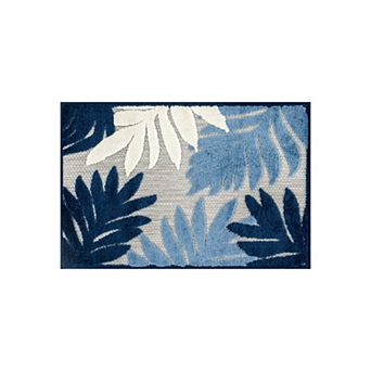 Indoor/Outdoor High-Low Textured Area Rug, Palm Ivory/Multi, Easy-Clean Patio Rug