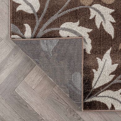 Contemporary Floral Area Rug for Living Room, Bedroom, or Entryway Low Pile Indoor Rug