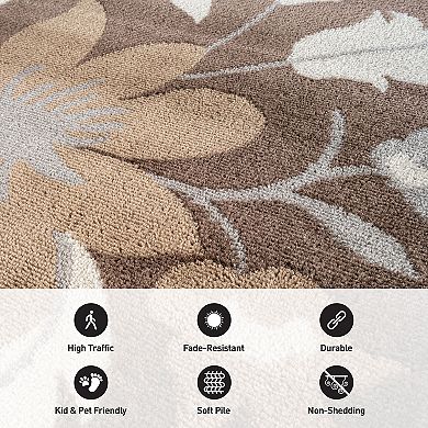Contemporary Floral Area Rug for Living Room, Bedroom, or Entryway Low Pile Indoor Rug