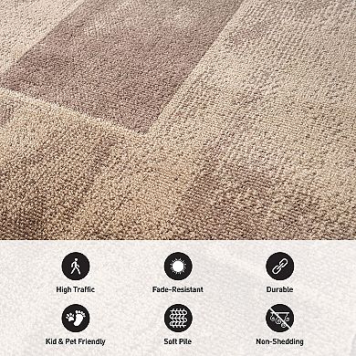 Modern Linear Area Rug for Living Room, Bedroom, or Entryway Low Pile Indoor Rug