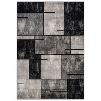Modern Linear Area Rug for Living Room, Bedroom, or Entryway Low Pile Indoor Rug