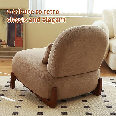 Gikpal Camel Modern Velvet Armless Accent Chair with Solid Wood Legs