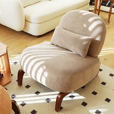 Gikpal Camel Modern Velvet Armless Accent Chair with Solid Wood Legs
