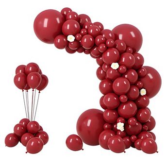 Burgundy Balloon Kit 130 pc for Birthday, Graduation, Wedding & Party Decorations