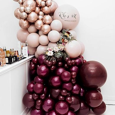 Burgundy Balloon Kit 130 pcs for Birthday, Graduation, Wedding & Party Decorations