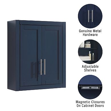 Crosley Savannah Wall Storage Cabinet with Adjustable Shelves