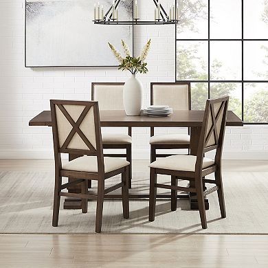 Crosley Joanna 5-Piece Dining Table Set for 4 with Upholstered X-Back Chairs
