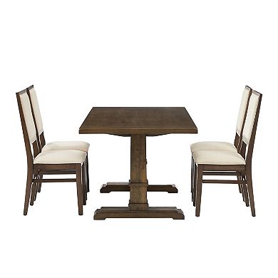Crosley Joanna 5-Piece Dining Table Set for 4 with Upholstered X-Back Chairs