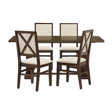 Crosley Joanna 5-Piece Dining Table Set for 4 with Upholstered X-Back Chairs