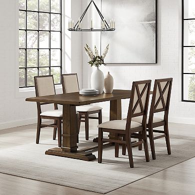 Crosley Joanna 5-Piece Dining Table Set for 4 with Upholstered X-Back Chairs