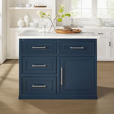 Crosley Cutler Faux Marble Top Kitchen Island with Storage