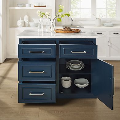 Crosley Cutler Faux Marble Top Kitchen Island with Storage