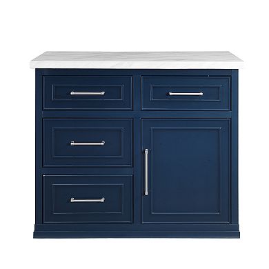 Crosley Cutler Faux Marble Top Kitchen Island with Storage