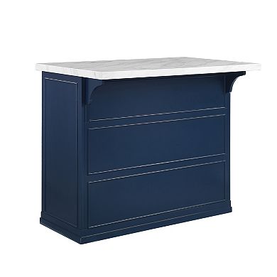 Crosley Cutler Faux Marble Top Kitchen Island with Storage