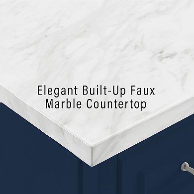 Crosley Cutler Faux Marble Top Kitchen Island with Storage