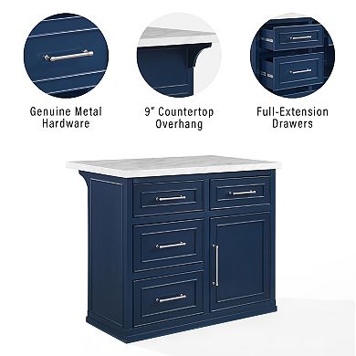 Crosley Cutler Faux Marble Top Kitchen Island with Storage