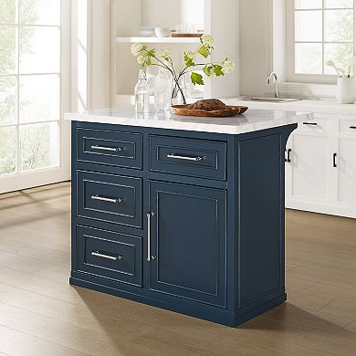 Crosley Cutler Faux Marble Top Kitchen Island with Storage