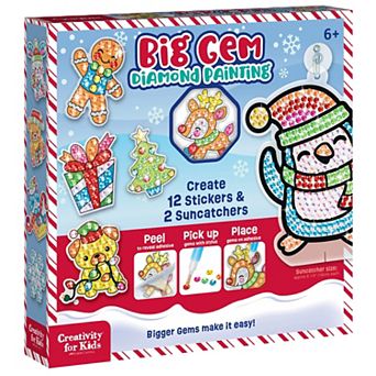 Creativity for Kids Holiday Big Gem Diamond Painting Kit with 12 Stickers & 2 Suncatchers
