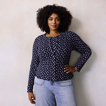 Plus Size LC Lauren Conrad Ruffle Hem Ribbed Knit Cardigan