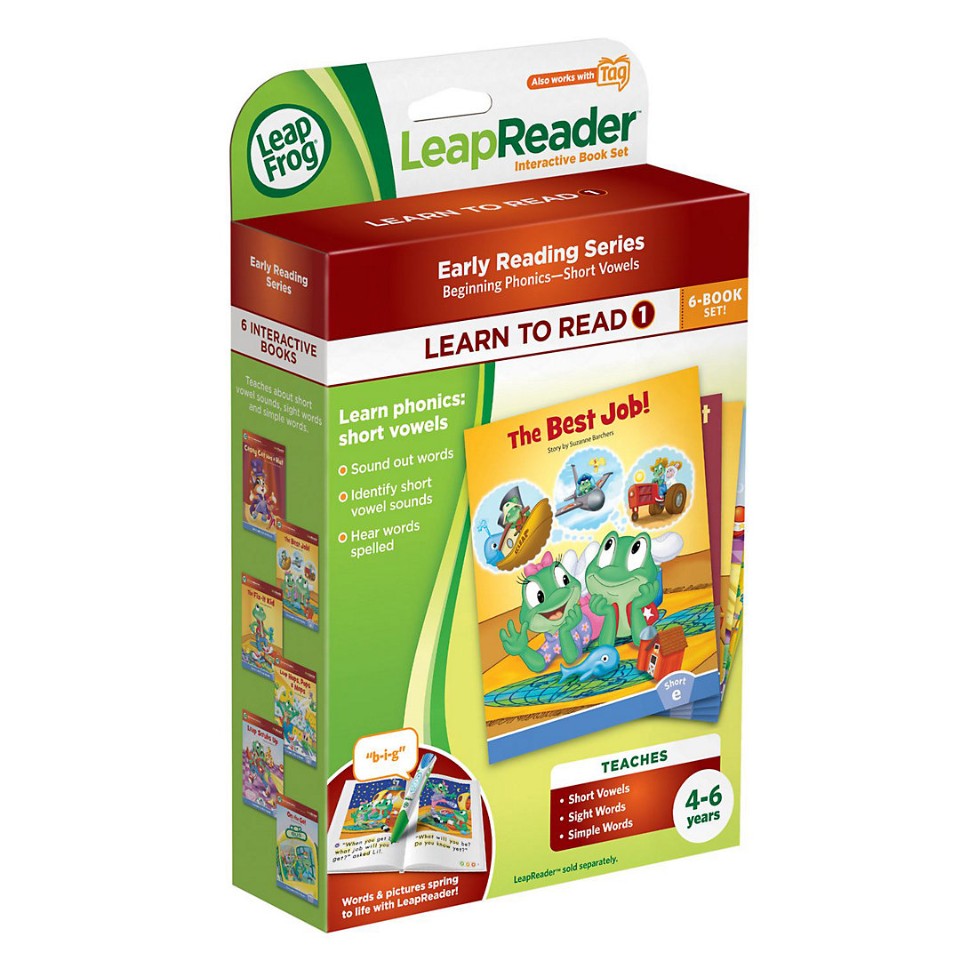SIX LeapFrog Tag Pen LeapReader books — LEARN TO READ SET 1 SHORT VOWELS 