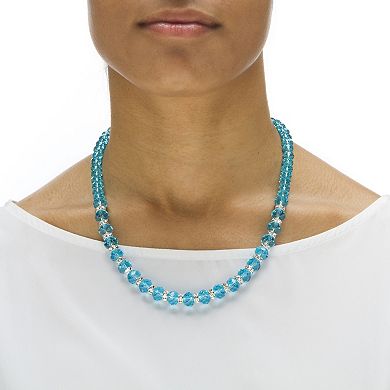 Simulated Birthstone Silvertone Necklace & Earrings Set