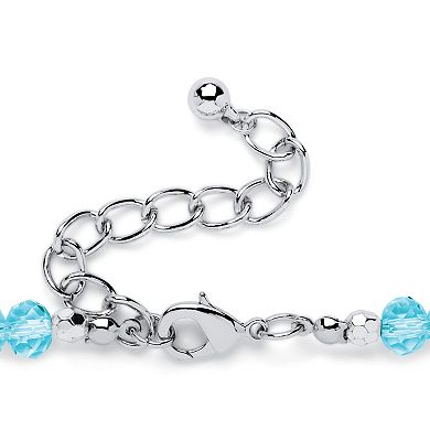 Simulated Birthstone Silvertone Necklace & Earrings Set