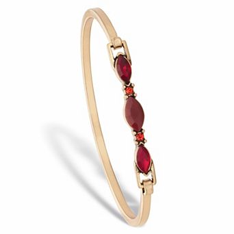 Red Marquise-Cut Crystal Goldtone Bangle Bracelet 7"