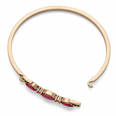 Red Marquise-Cut Crystal Goldtone Bangle Bracelet 7"
