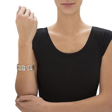 Hammered Coin Tri-Tone Inspirational Stretch Bracelet 7"