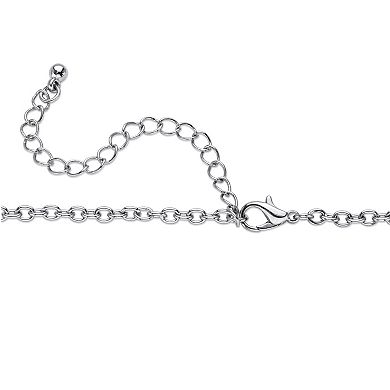 Multi-Color Crystal Silvertone Scrolled Cross Pendant Necklace 18"-20.5"