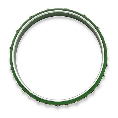 Crystal Bangle Bracelet in Green Ion Plated Stainless Steel