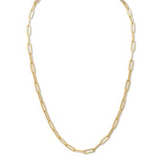 Gold Ion-Plated Stainless Steel Paperclip Necklace 18 Inch