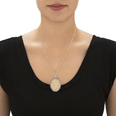 Butterscotch Crystal Antiqued Silvertone Necklace with Beaded Chain 18"-20"