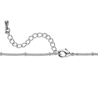 Butterscotch Crystal Antiqued Silvertone Necklace with Beaded Chain 18"-20"