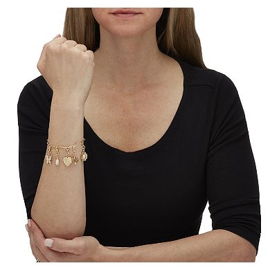 Crystal 14k Yellow Gold-Plated Interchangeable Charm Bracelet Set, 6.75 Inch