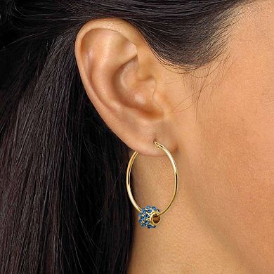 Simulated Birthstone Goldtone Bead Hoop Earrings