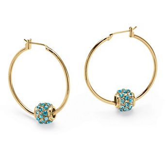 Simulated Birthstone Goldtone Bead Hoop Earrings
